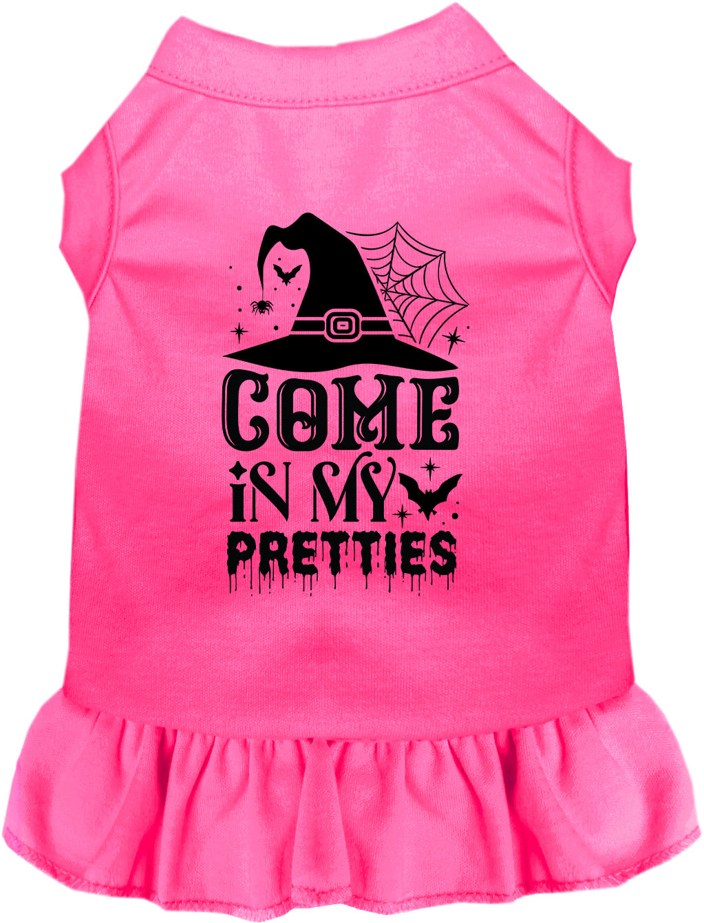 Hot pink pet dress with 'Come In My Pretties' design