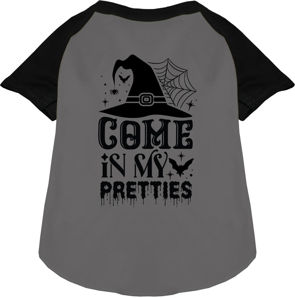 Black sleeve Come In My Pretties pet raglan shirt