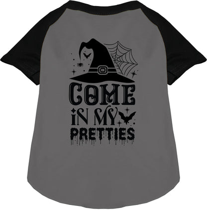Black sleeve Come In My Pretties pet raglan shirt