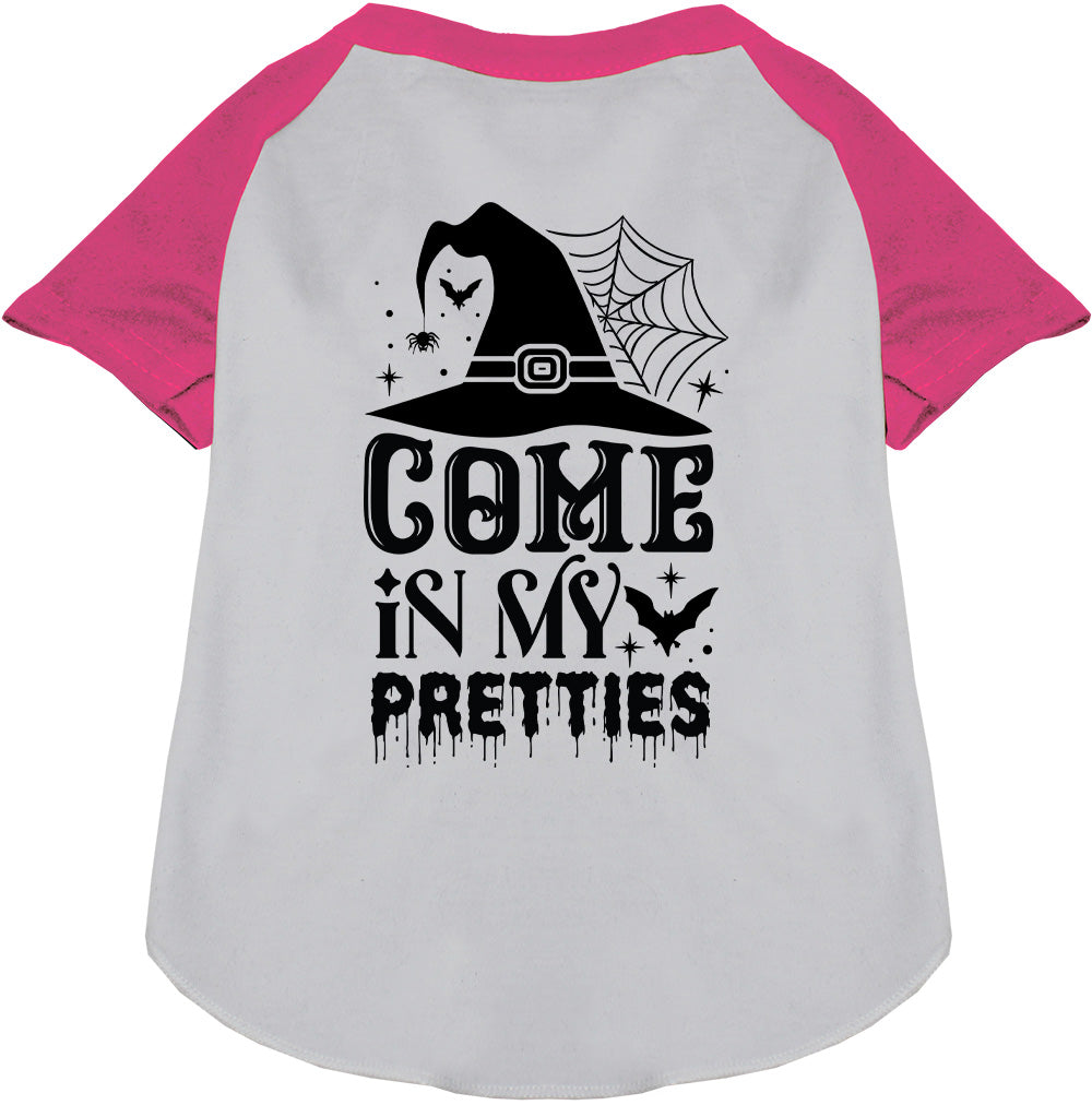 Pink sleeve Come In My Pretties pet raglan shirt