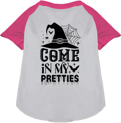 Pink sleeve Come In My Pretties pet raglan shirt
