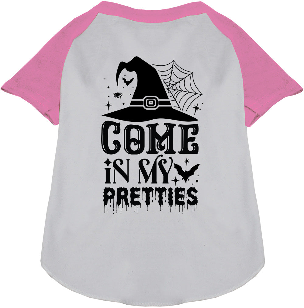 Light pink sleeve Come In My Pretties pet raglan shirt