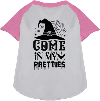 Light pink sleeve Come In My Pretties pet raglan shirt