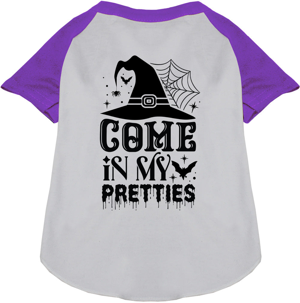 Purple sleeve Come In My Pretties pet raglan shirt