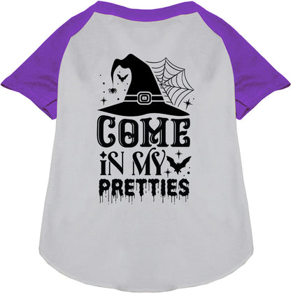 Purple sleeve Come In My Pretties pet raglan shirt