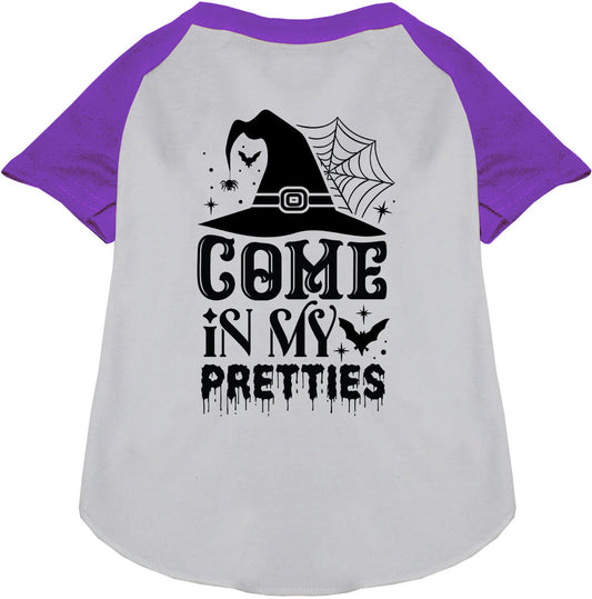 Purple sleeve Come In My Pretties pet raglan shirt