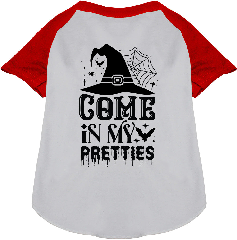 Red sleeve Come In My Pretties pet raglan shirt