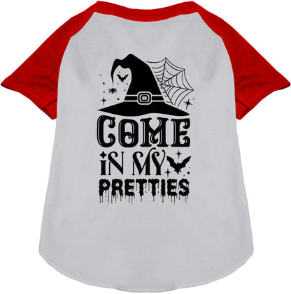 Red sleeve Come In My Pretties pet raglan shirt