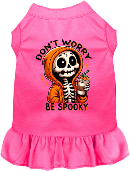 Pink spooky skeleton pet dress with ruffled skirt