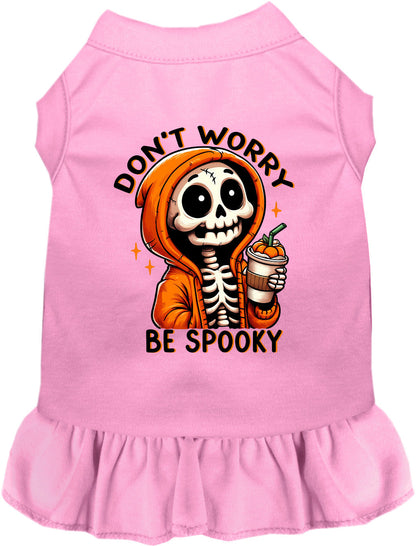 Light pink spooky skeleton pet dress with ruffled skirt