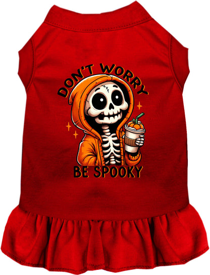 Red spooky skeleton pet dress without ruffled skirt