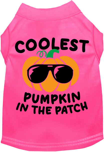 Pink pumpkin pet shirt with sunglasses design