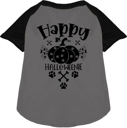 Black sleeve Happy Halloweenie pet raglan shirt