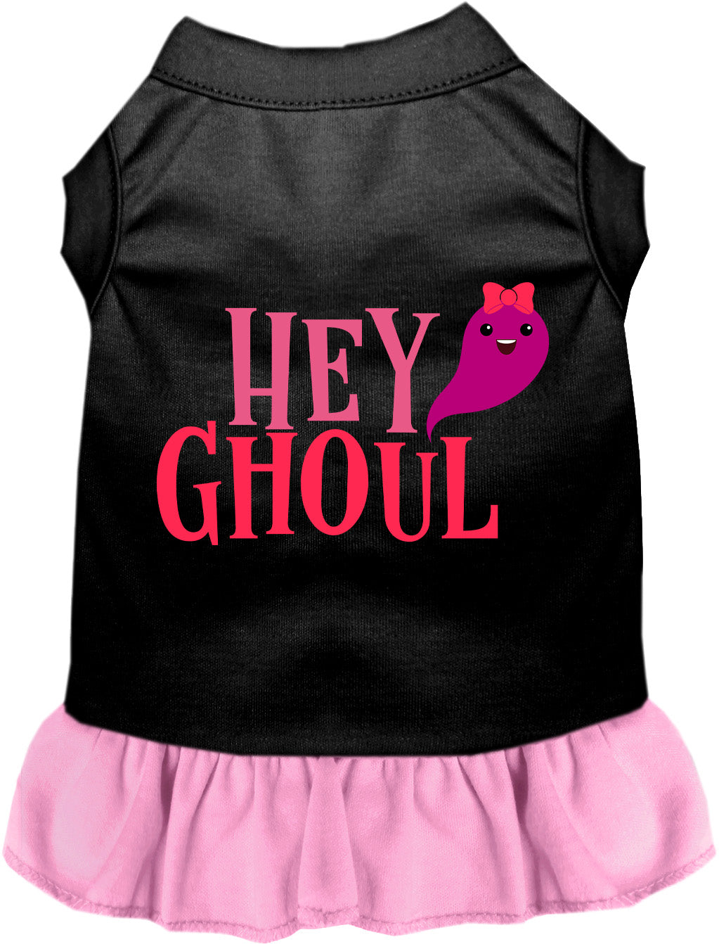 Black Hey Ghoul pet dress with pink skirt