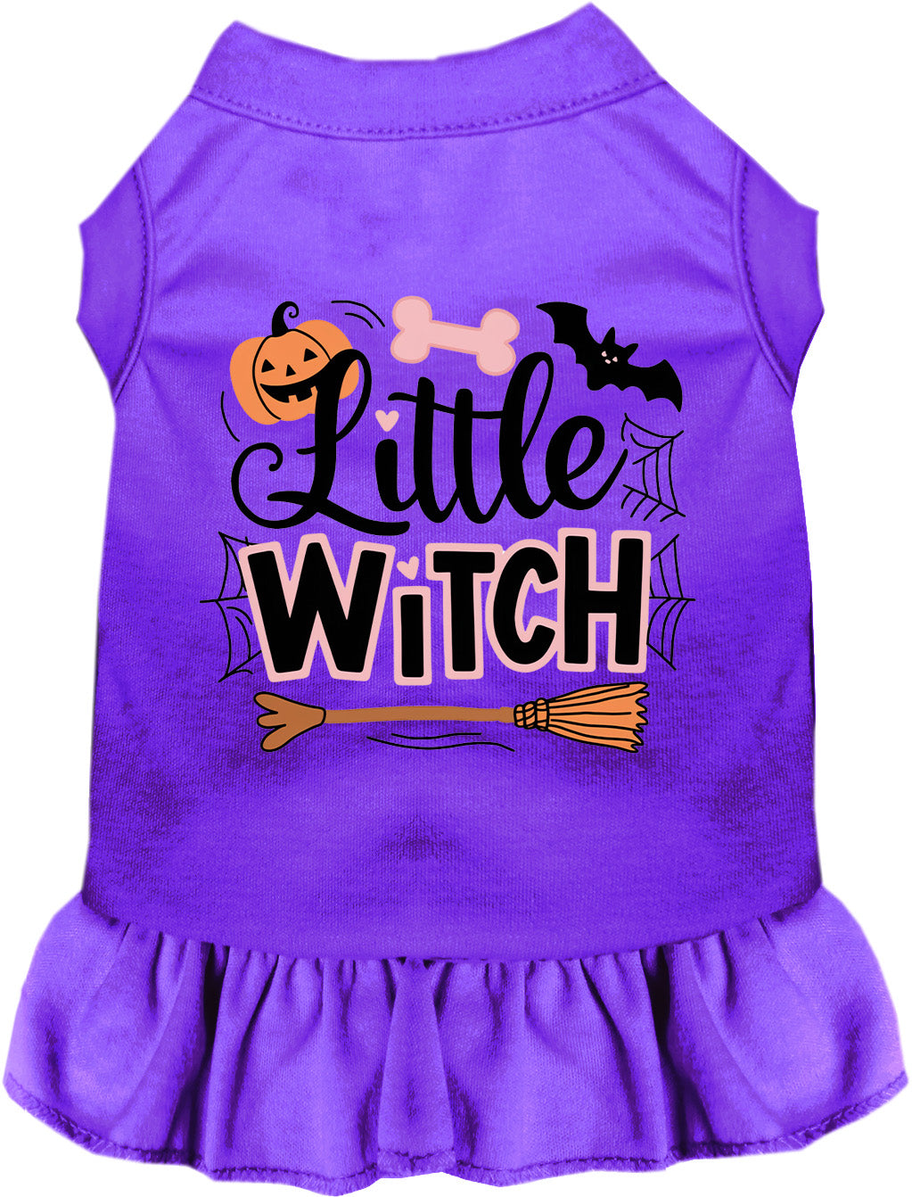 Purple Little Witch pet dress with Halloween design