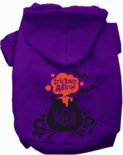 Purple Hocus Pocus pet hoodie with cauldron design
