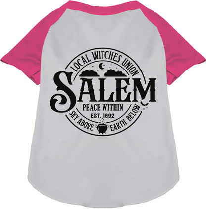 Pink Salem Witches Union pet raglan shirt