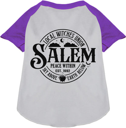 Purple Salem Witches Union pet raglan shirt