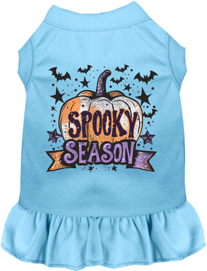 Blue Batty Spooky Season Pet Dress with pumpkin design