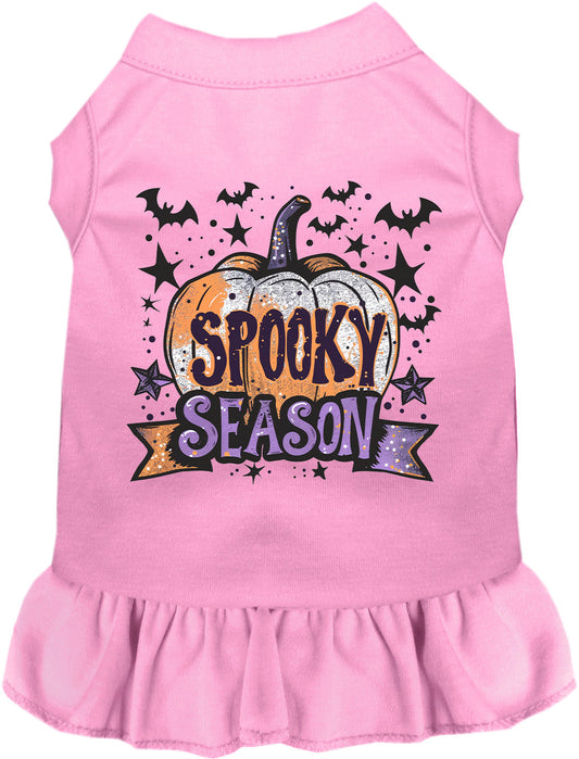 Pink Batty Spooky Season Pet Dress with pumpkin design