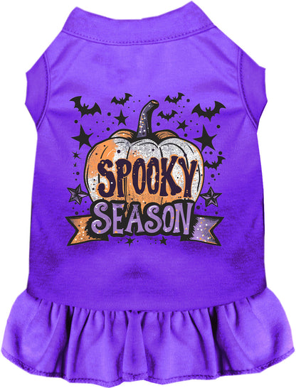 Purple Batty Spooky Season Pet Dress with pumpkin design