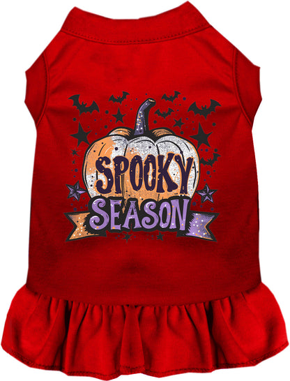 Red Batty Spooky Season Pet Dress with pumpkin design