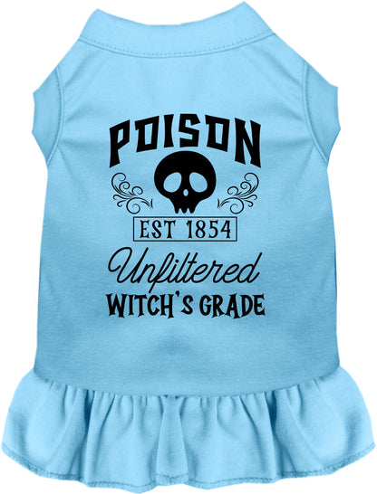 Blue poison bottle costume pet dress with skull design