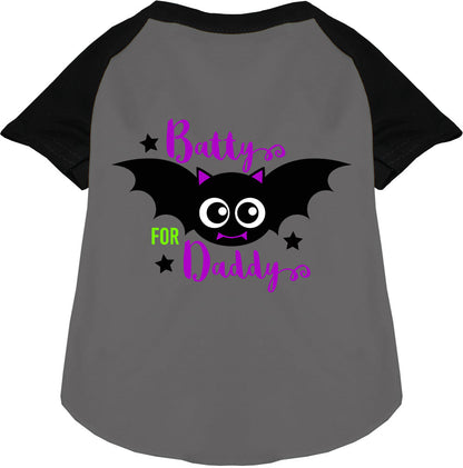 Gray Batty for Daddy pet raglan shirt with black sleeves