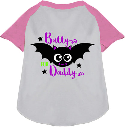 Gray Batty for Daddy pet raglan shirt with light pink sleeves