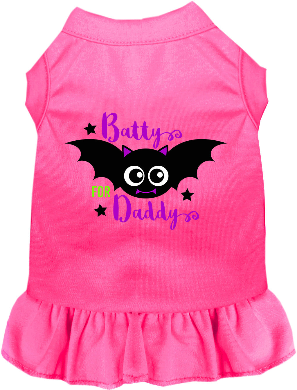 Hot pink Batty for Daddy pet dress with bat design