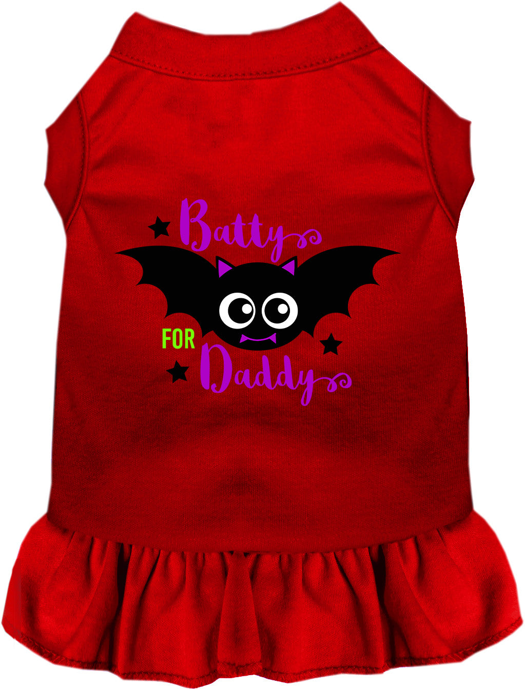 Red Batty for Daddy pet dress with bat design