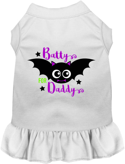 White Batty for Daddy pet dress with bat design