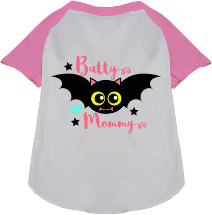 Light pink Batty for Mommy pet raglan shirt