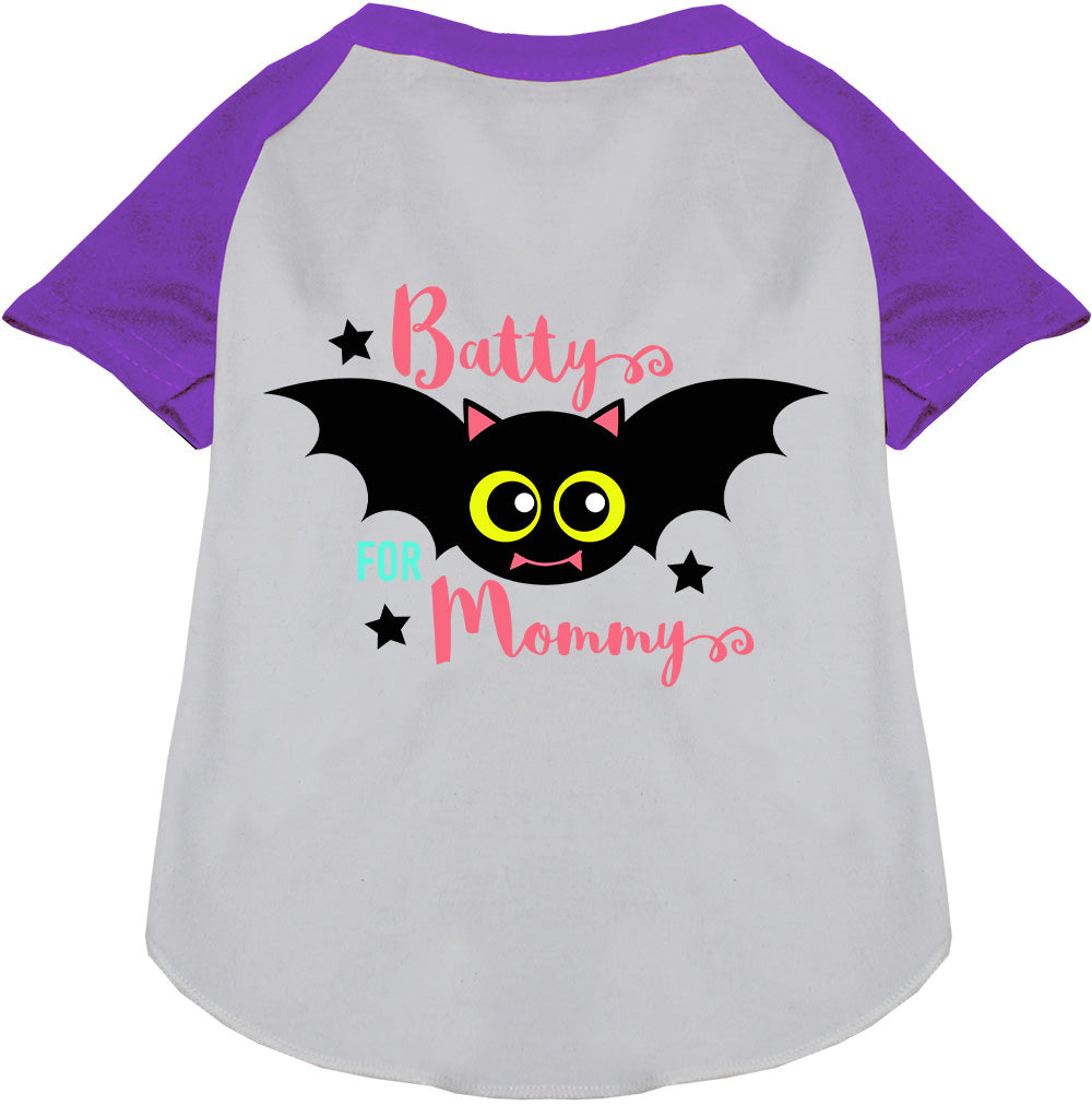 Purple Batty for Mommy pet raglan shirt