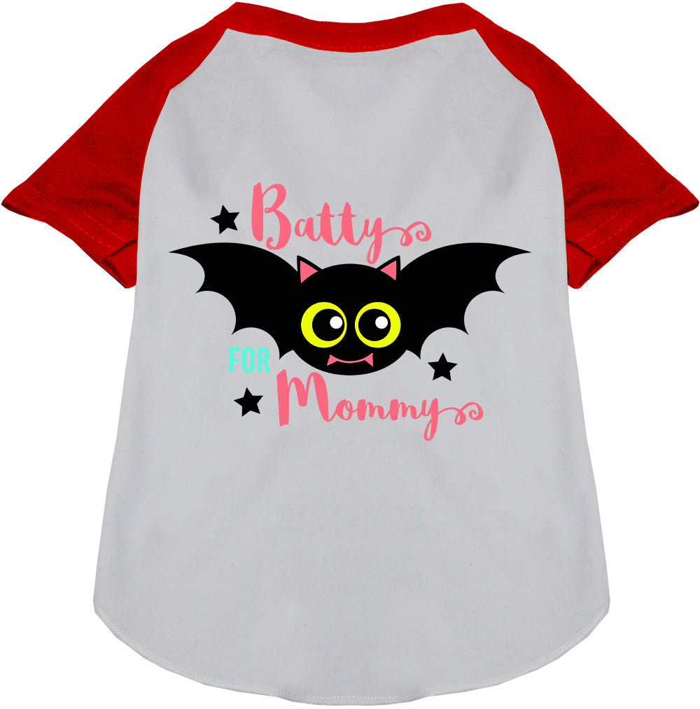 Red Batty for Mommy pet raglan shirt