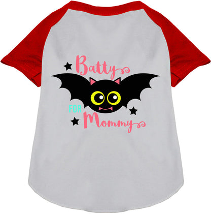 Red Batty for Mommy pet raglan shirt
