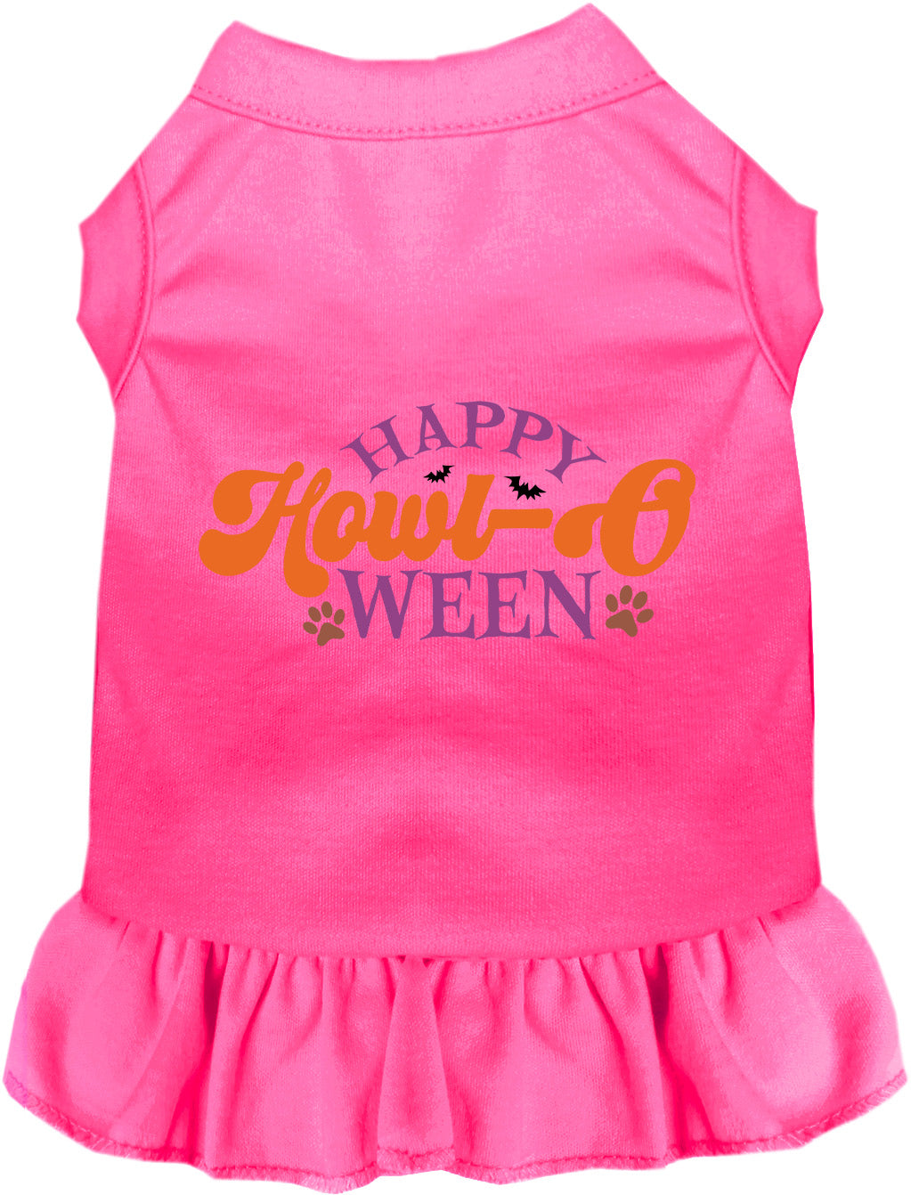 Pink Happy Howl-Oween pet dress with ruffled skirt