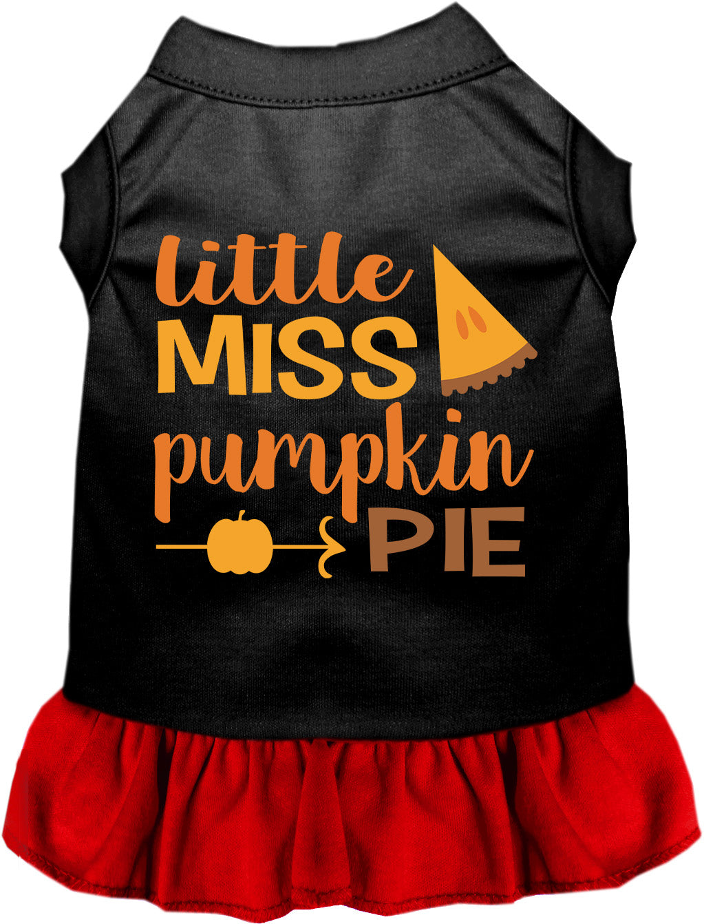 Black pet dress with red skirt, Little Miss Pumpkin Pie design