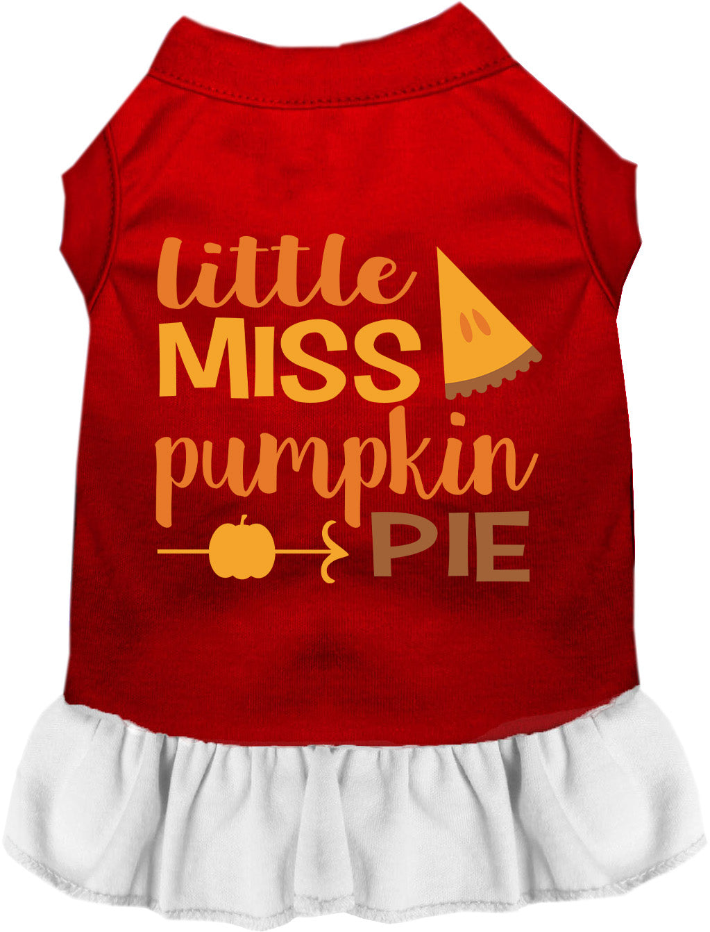 Red pet dress with white skirt, Little Miss Pumpkin Pie design