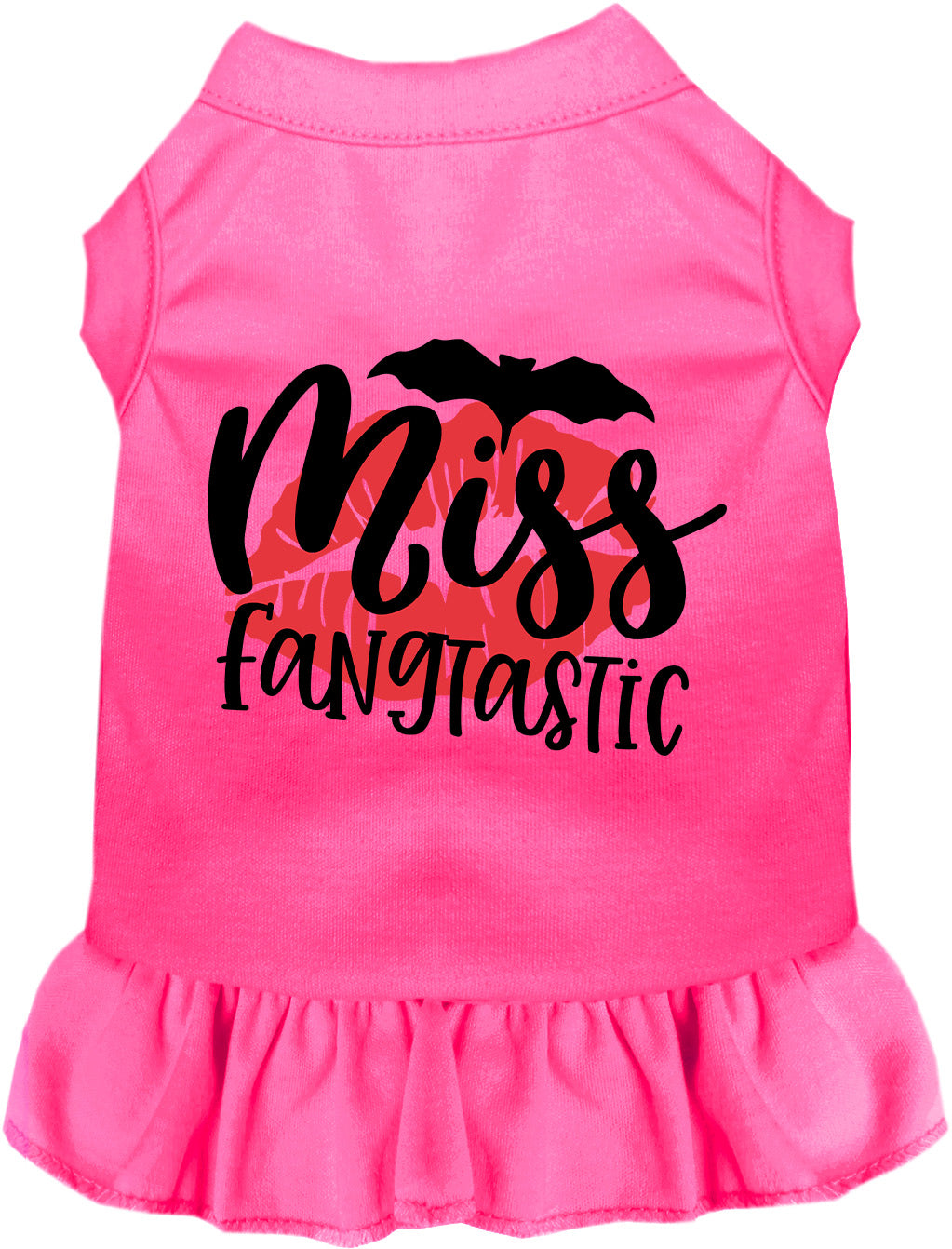 Pink Miss Fangtastic pet dress with ruffled skirt