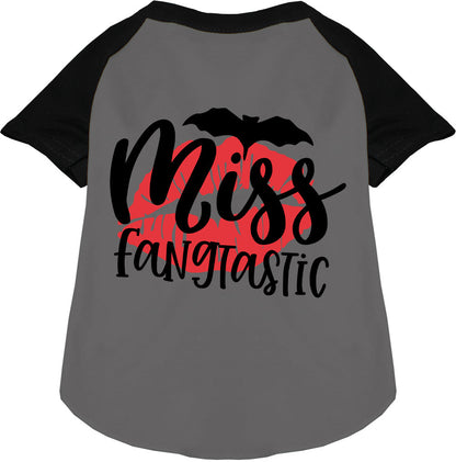 Miss Fangtastic pet raglan shirt with black sleeves
