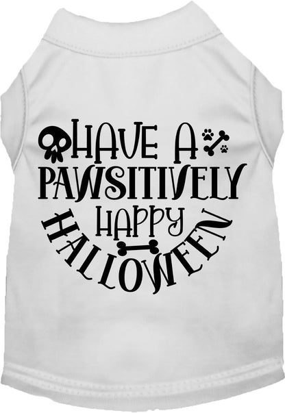 White Pawsitively Happy Halloween pet shirt