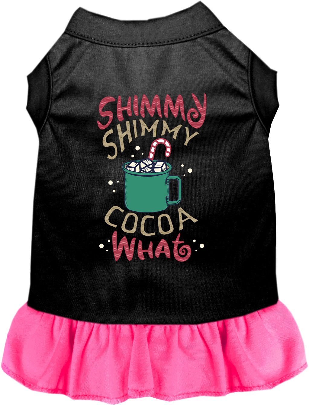 Black pet dress with pink ruffled skirt, Shimmy Shimmy Cocoa What