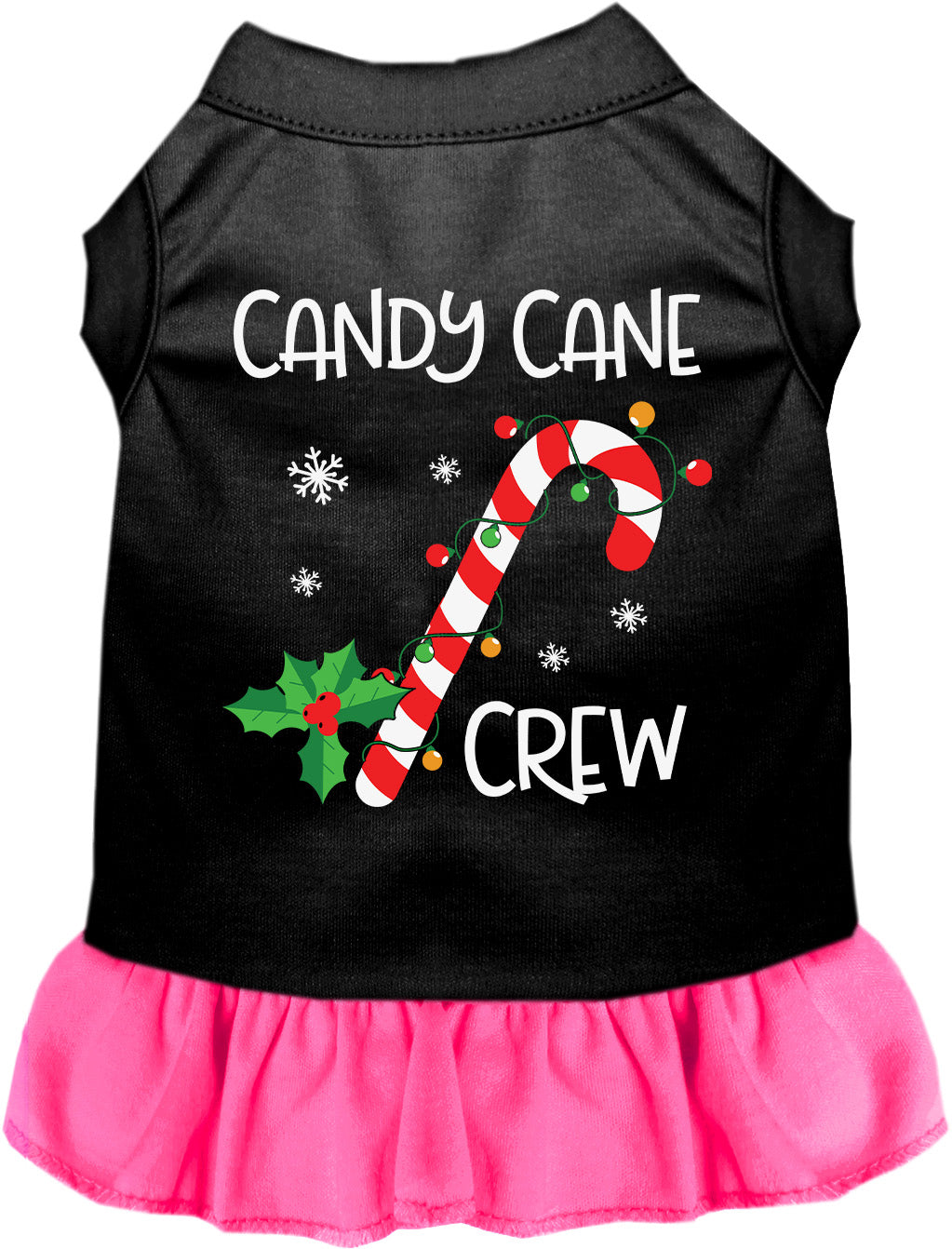 Black Candy Cane Crew pet dress with pink skirt