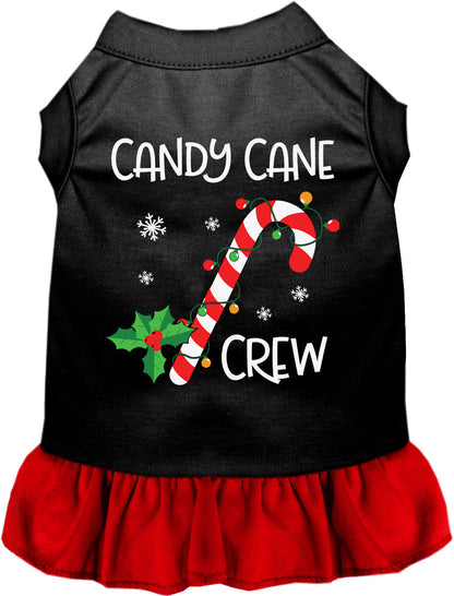 Black Candy Cane Crew pet dress with red skirt