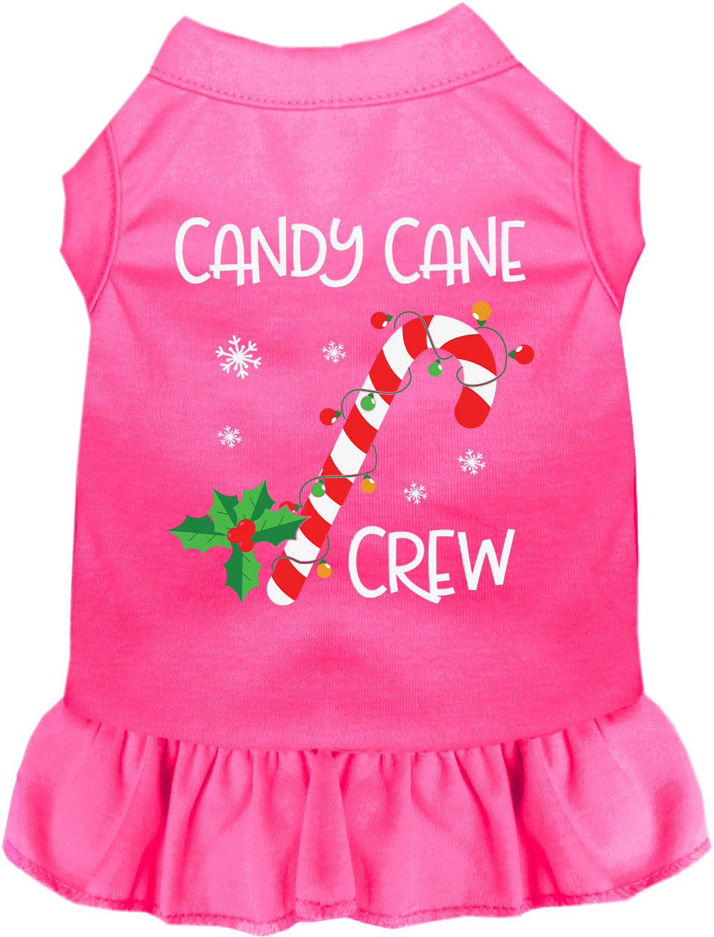 Pink Candy Cane Crew pet dress with festive design