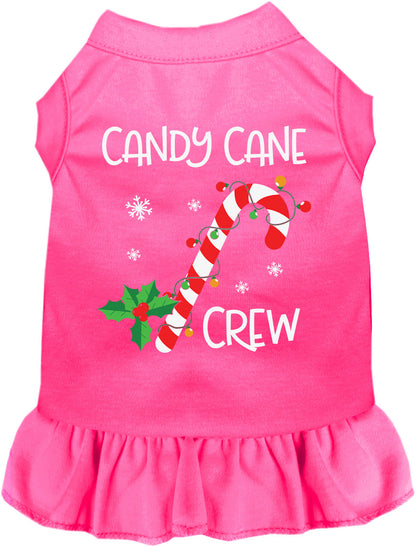 Pink Candy Cane Crew pet dress with festive design
