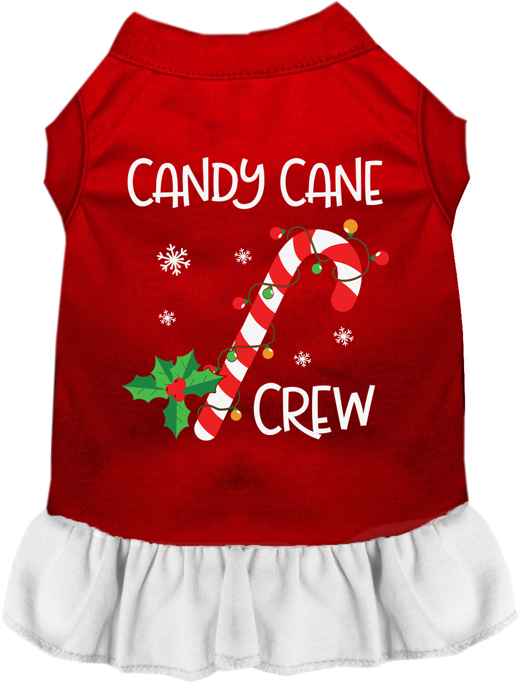 Red Candy Cane Crew pet dress with white skirt