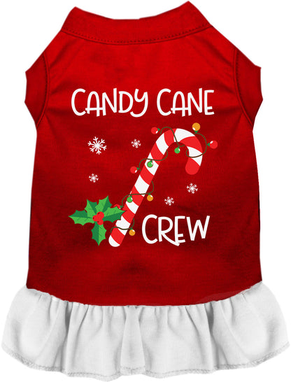 Red Candy Cane Crew pet dress with white skirt