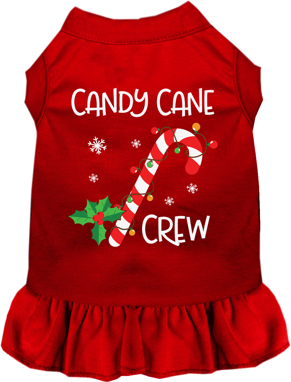 Red Candy Cane Crew pet dress with festive design